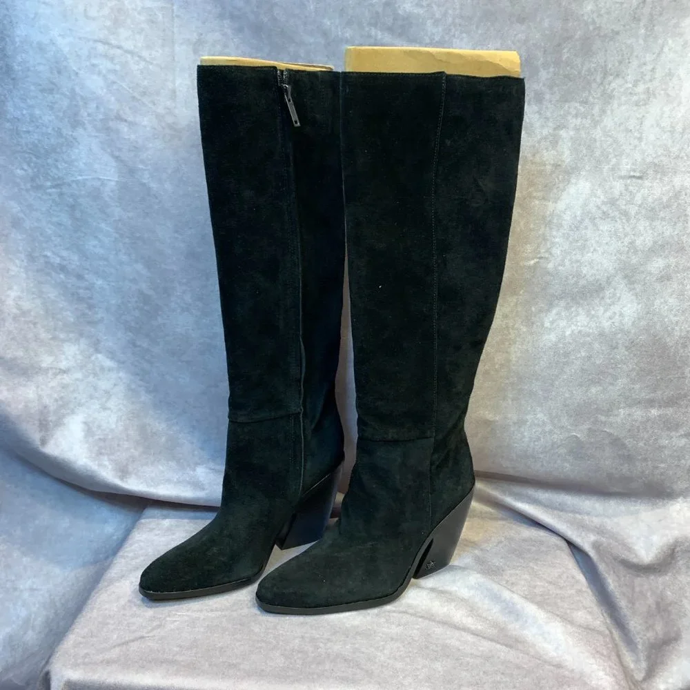 SAM EDELMAN NEW ANNABEL BLACK SUEDE BOOTS, NEW IN REPLACEMENT BOX - Picture 3 of 10